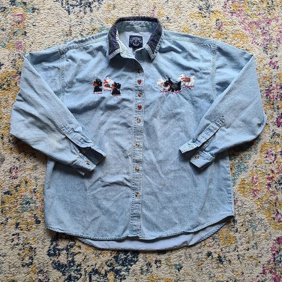 Vintage dog embroidered button up shirt - Picture 3 of 13
